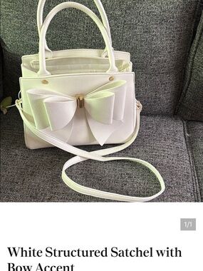 Chic White Satchel with Statement Bow Accent